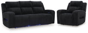 Belvarrow Black Power Reclining Sofa and Power Recliner - PC64202U2