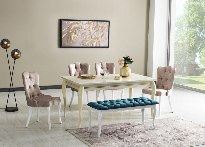 Bench With Wood Legs in Grey-Walnut - 790-BENCH-H12