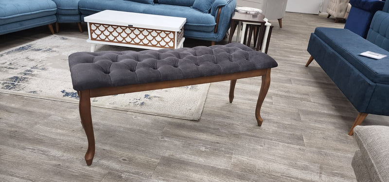 Bench With Wood Legs in Grey-Walnut - 790-BENCH-H12