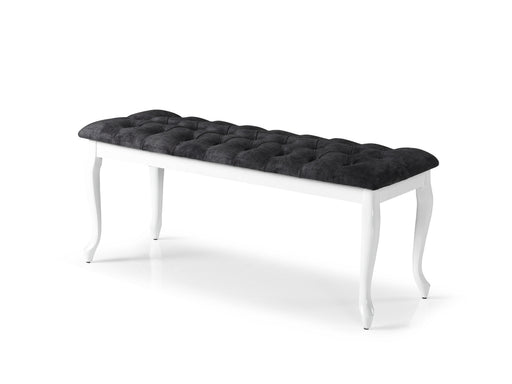 Bench With Wood Legs in Grey-White - 790-BENCH-H12-W