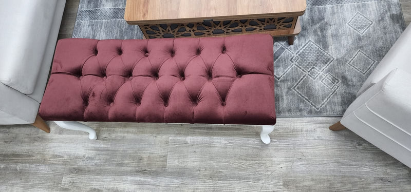 Bench With Wood Legs in Red - 790-BENCH-RED