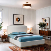 Bennet Linen Textured Fabric Upholstered Full Bed in Cream - BennetCream-F
