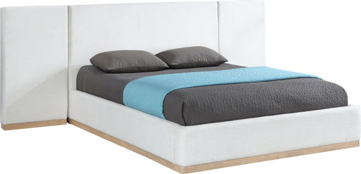 Bennet Linen Textured Fabric Upholstered Full Bed in Cream - BennetCream-F108