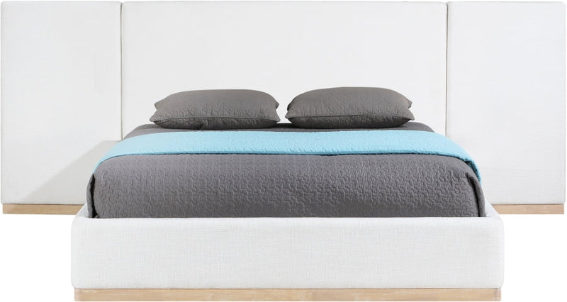 Bennet Linen Textured Fabric Upholstered Full Bed in Cream - BennetCream-F108
