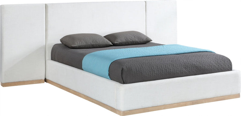 Bennet Linen Textured Fabric Upholstered King Bed in Cream - BennetCream-K130