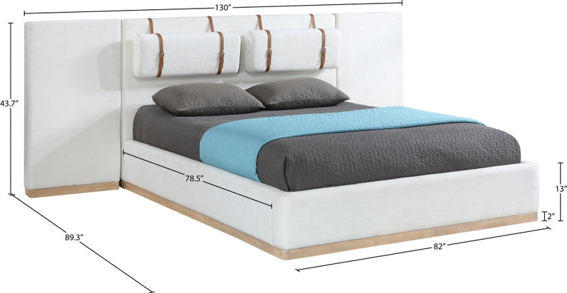 Bennet Linen Textured Fabric Upholstered King Bed in Cream - BennetCream-K130
