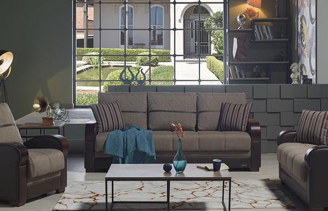 Bennett 3 Seat Sleeper (Redeyef Brown)/W Brown Vynil - Gate FurnitureSleeper Sofa