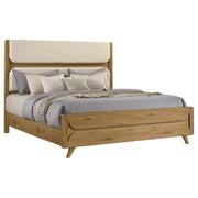 Bennett 78-inch Eastern King Upholstered Panel Bed Cream and Light Oak - 222901KE