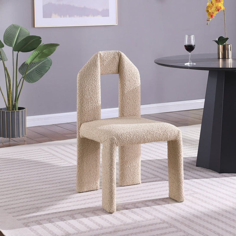 Bennett Boucle Fabric Upholstered Dining Chair in Beige, Set of 2 - 997Beige-C