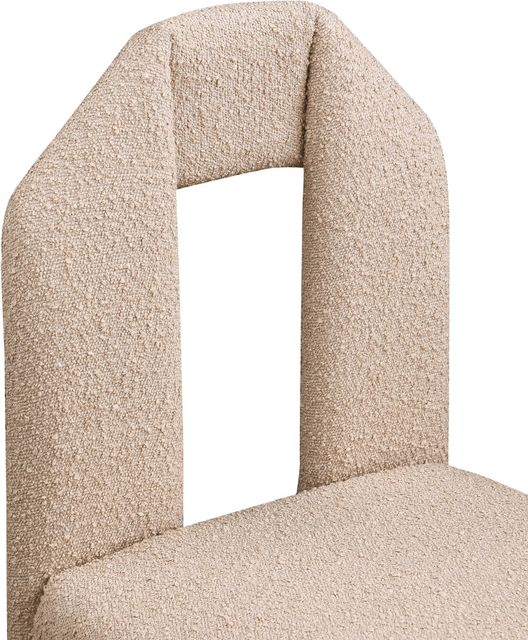 Bennett Boucle Fabric Upholstered Dining Chair in Beige, Set of 2 - 997Beige-C