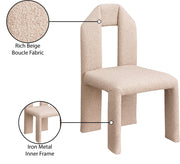 Bennett Boucle Fabric Upholstered Dining Chair in Beige, Set of 2 - 997Beige-C