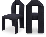 Bennett Boucle Fabric Upholstered Dining Chair in Black, Set of 2 - 997Black-C