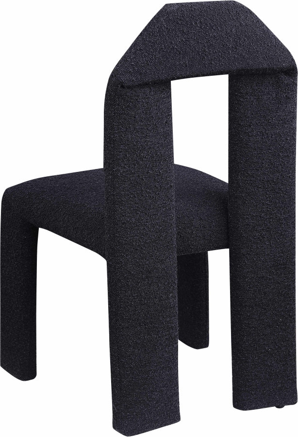 Bennett Boucle Fabric Upholstered Dining Chair in Black, Set of 2 - 997Black-C