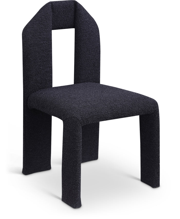 Bennett Boucle Fabric Upholstered Dining Chair in Black, Set of 2 - 997Black-C