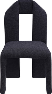 Bennett Boucle Fabric Upholstered Dining Chair in Black, Set of 2 - 997Black-C
