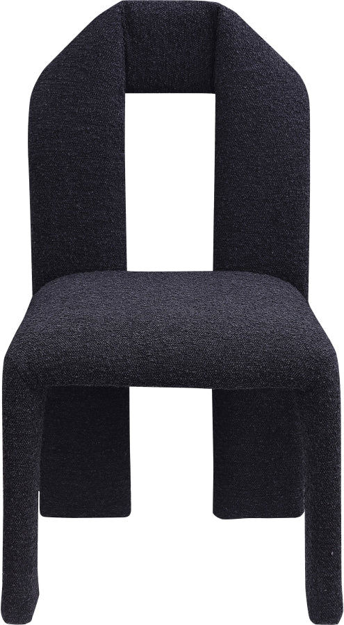 Bennett Boucle Fabric Upholstered Dining Chair in Black, Set of 2 - 997Black-C