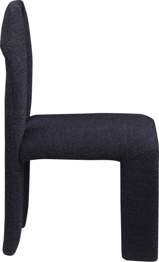 Bennett Boucle Fabric Upholstered Dining Chair in Black, Set of 2 - 997Black-C