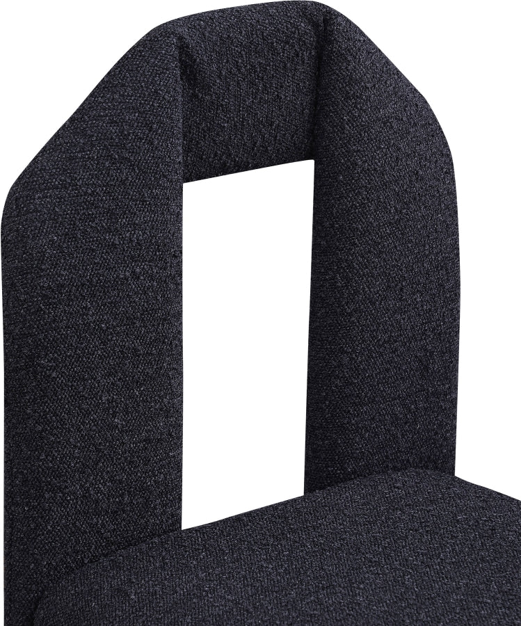 Bennett Boucle Fabric Upholstered Dining Chair in Black, Set of 2 - 997Black-C
