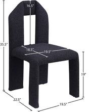 Bennett Boucle Fabric Upholstered Dining Chair in Black, Set of 2 - 997Black-C