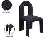 Bennett Boucle Fabric Upholstered Dining Chair in Black, Set of 2 - 997Black-C