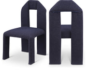 Bennett Boucle Fabric Upholstered Dining Chair in Blue, Set of 2 - 997Navy-C