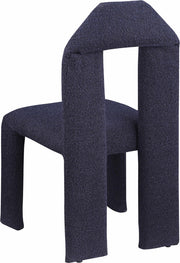 Bennett Boucle Fabric Upholstered Dining Chair in Blue, Set of 2 - 997Navy-C