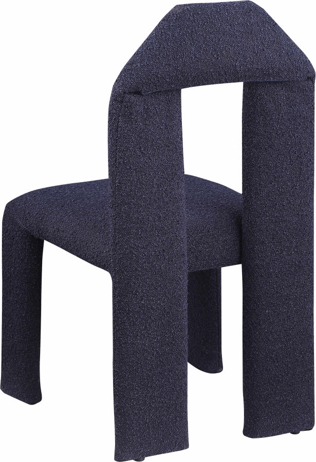 Bennett Boucle Fabric Upholstered Dining Chair in Blue, Set of 2 - 997Navy-C