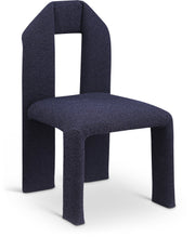 Bennett Boucle Fabric Upholstered Dining Chair in Blue, Set of 2 - 997Navy-C