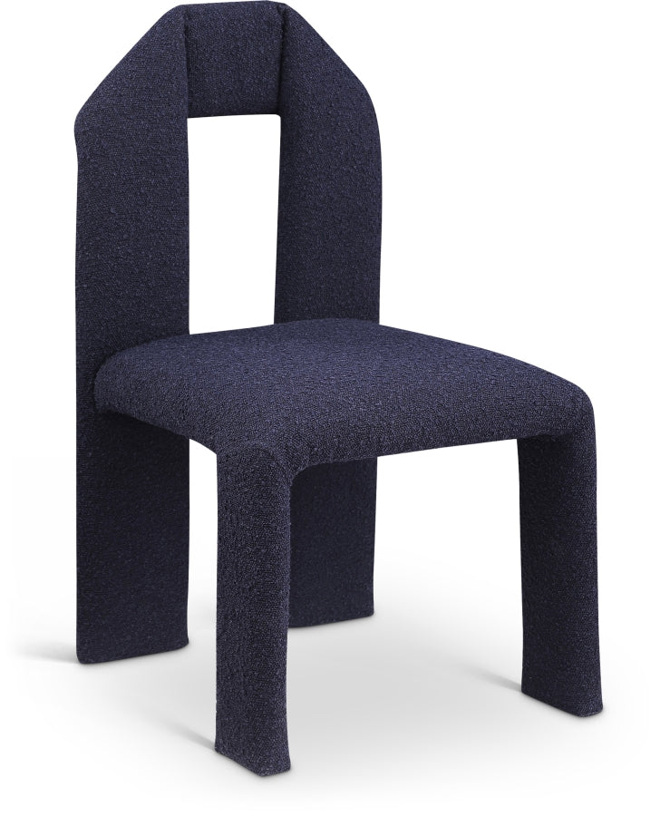Bennett Boucle Fabric Upholstered Dining Chair in Blue, Set of 2 - 997Navy-C