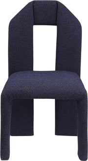 Bennett Boucle Fabric Upholstered Dining Chair in Blue, Set of 2 - 997Navy-C