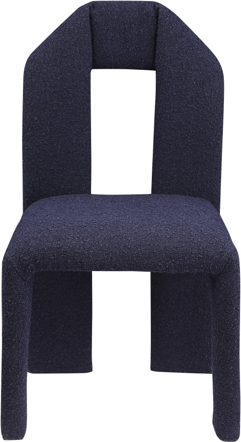 Bennett Boucle Fabric Upholstered Dining Chair in Blue, Set of 2 - 997Navy-C