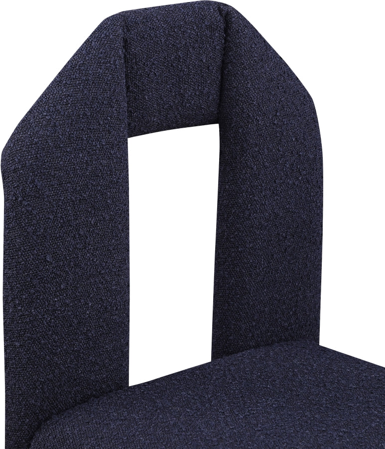 Bennett Boucle Fabric Upholstered Dining Chair in Blue, Set of 2 - 997Navy-C