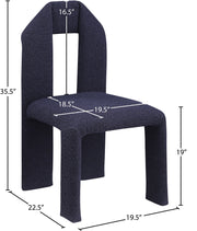 Bennett Boucle Fabric Upholstered Dining Chair in Blue, Set of 2 - 997Navy-C