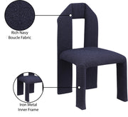 Bennett Boucle Fabric Upholstered Dining Chair in Blue, Set of 2 - 997Navy-C