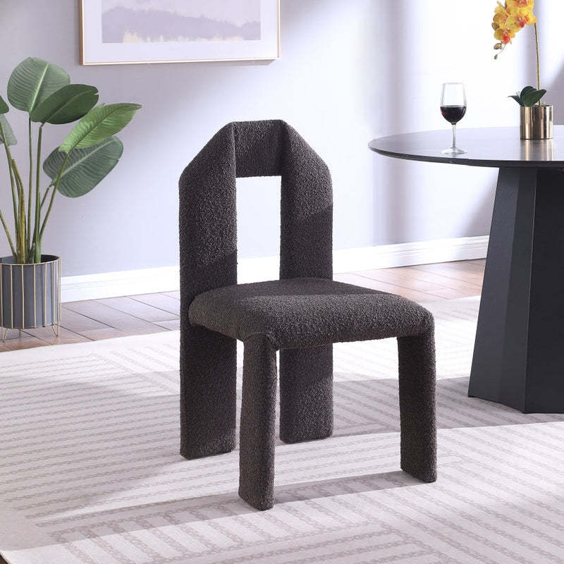 Bennett Boucle Fabric Upholstered Dining Chair in Brown, Set of 2 - 997Brown-C