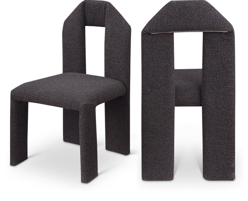 Bennett Boucle Fabric Upholstered Dining Chair in Brown, Set of 2 - 997Brown-C