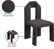 Bennett Boucle Fabric Upholstered Dining Chair in Brown, Set of 2 - 997Brown-C