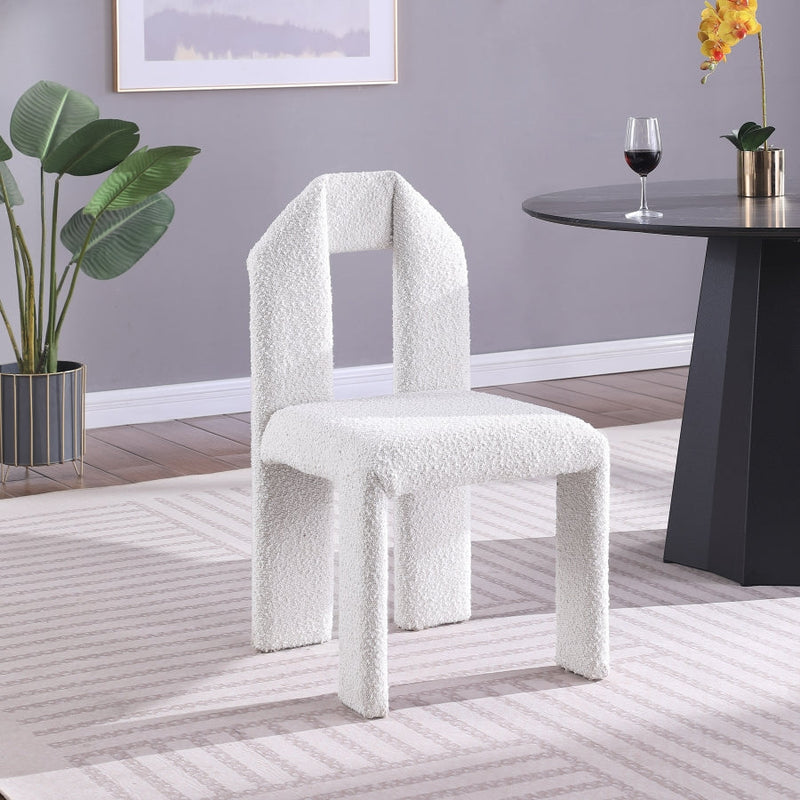 Bennett Boucle Fabric Upholstered Dining Chair in Cream, Set of 2 - 997Cream-C