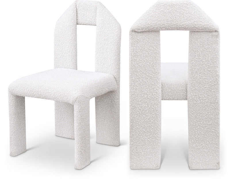 Bennett Boucle Fabric Upholstered Dining Chair in Cream, Set of 2 - 997Cream-C