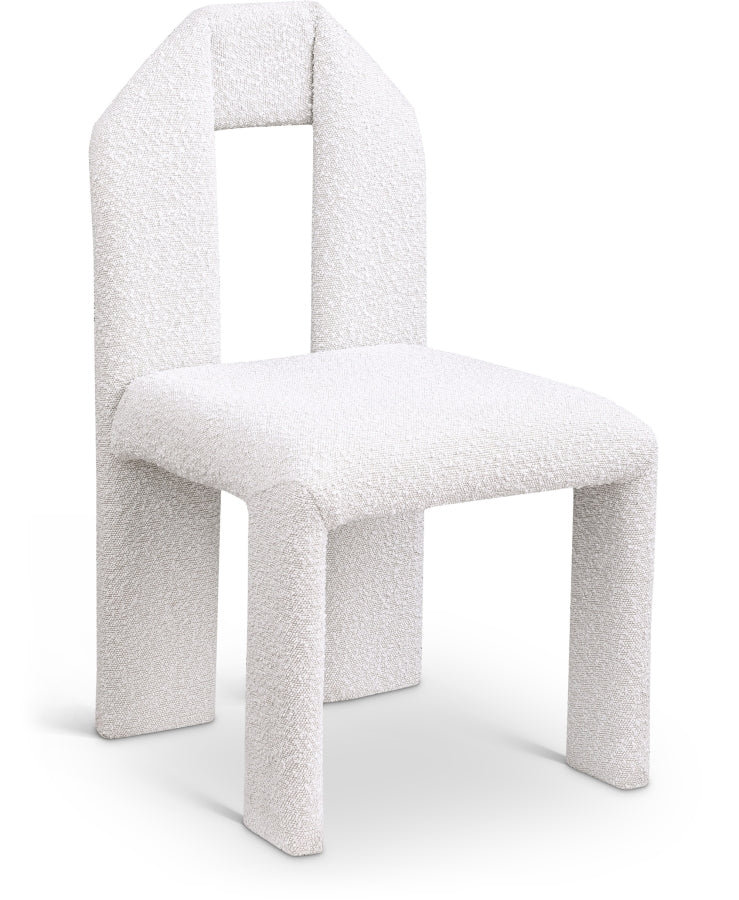 Bennett Boucle Fabric Upholstered Dining Chair in Cream, Set of 2 - 997Cream-C