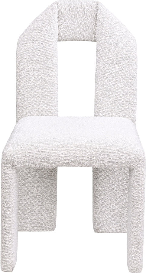 Bennett Boucle Fabric Upholstered Dining Chair in Cream, Set of 2 - 997Cream-C