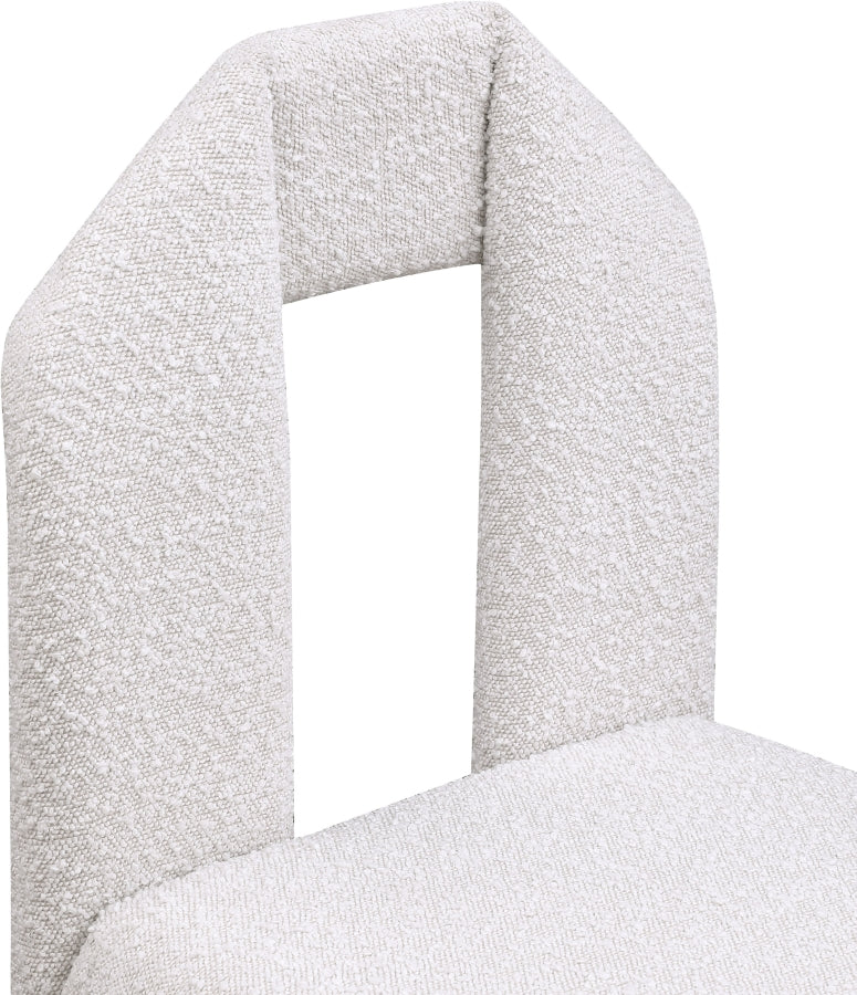 Bennett Boucle Fabric Upholstered Dining Chair in Cream, Set of 2 - 997Cream-C