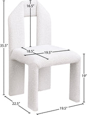 Bennett Boucle Fabric Upholstered Dining Chair in Cream, Set of 2 - 997Cream-C