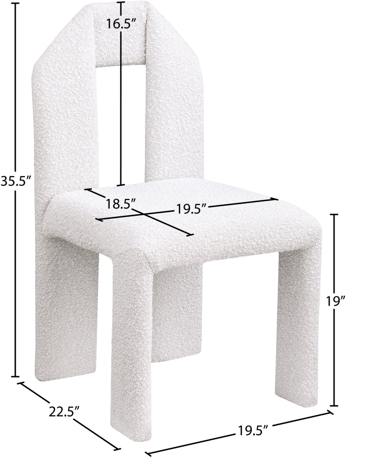 Bennett Boucle Fabric Upholstered Dining Chair in Cream, Set of 2 - 997Cream-C
