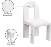 Bennett Boucle Fabric Upholstered Dining Chair in Cream, Set of 2 - 997Cream-C