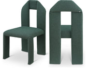 Bennett Boucle Fabric Upholstered Dining Chair in Green, Set of 2 - 997Green-C