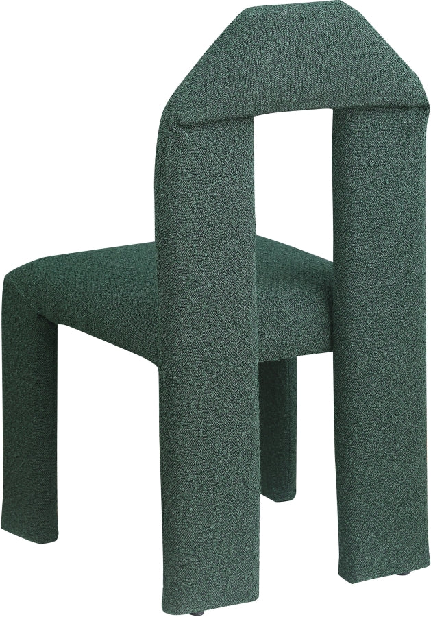 Bennett Boucle Fabric Upholstered Dining Chair in Green, Set of 2 - 997Green-C