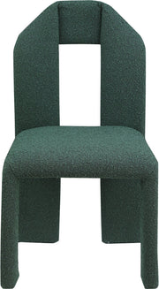 Bennett Boucle Fabric Upholstered Dining Chair in Green, Set of 2 - 997Green-C