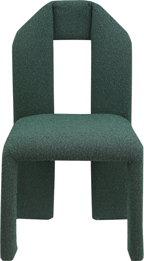 Bennett Boucle Fabric Upholstered Dining Chair in Green, Set of 2 - 997Green-C