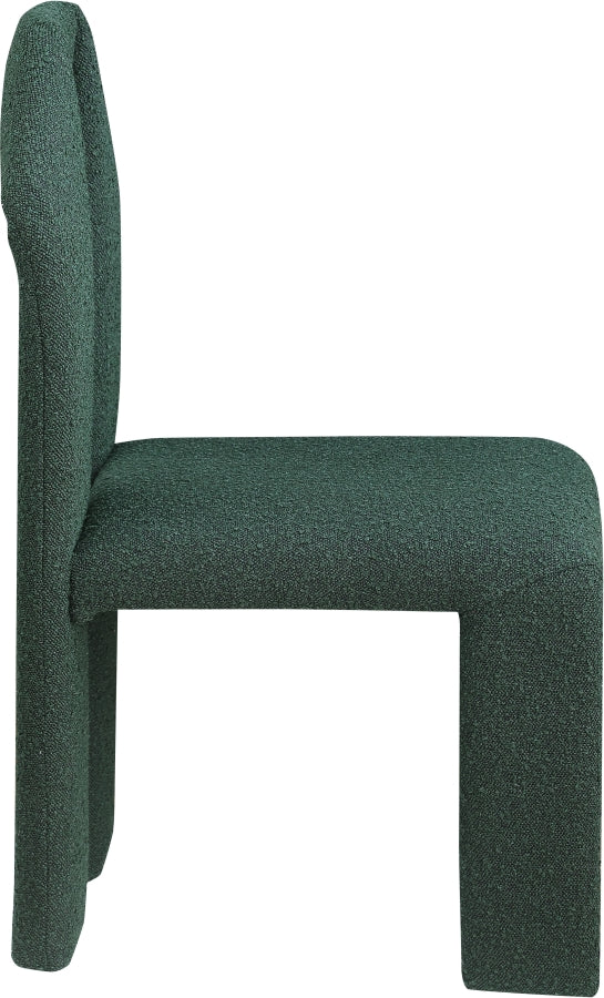 Bennett Boucle Fabric Upholstered Dining Chair in Green, Set of 2 - 997Green-C